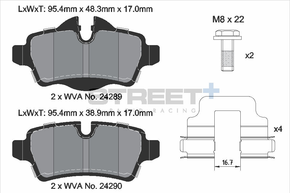 Pagid Racing Street+ Brake Pads - Rear | T8066SP2001 - Pagid Racing brake pads