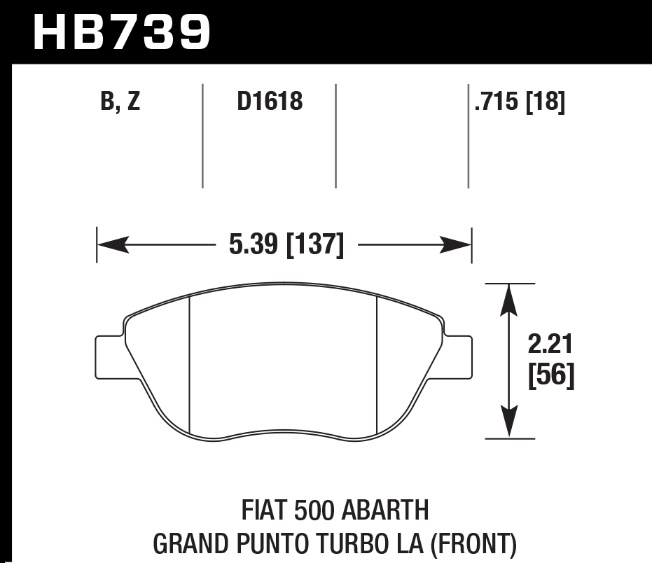 HB739B.715 - Hawk HPS 5.0 Brake Pads; Front