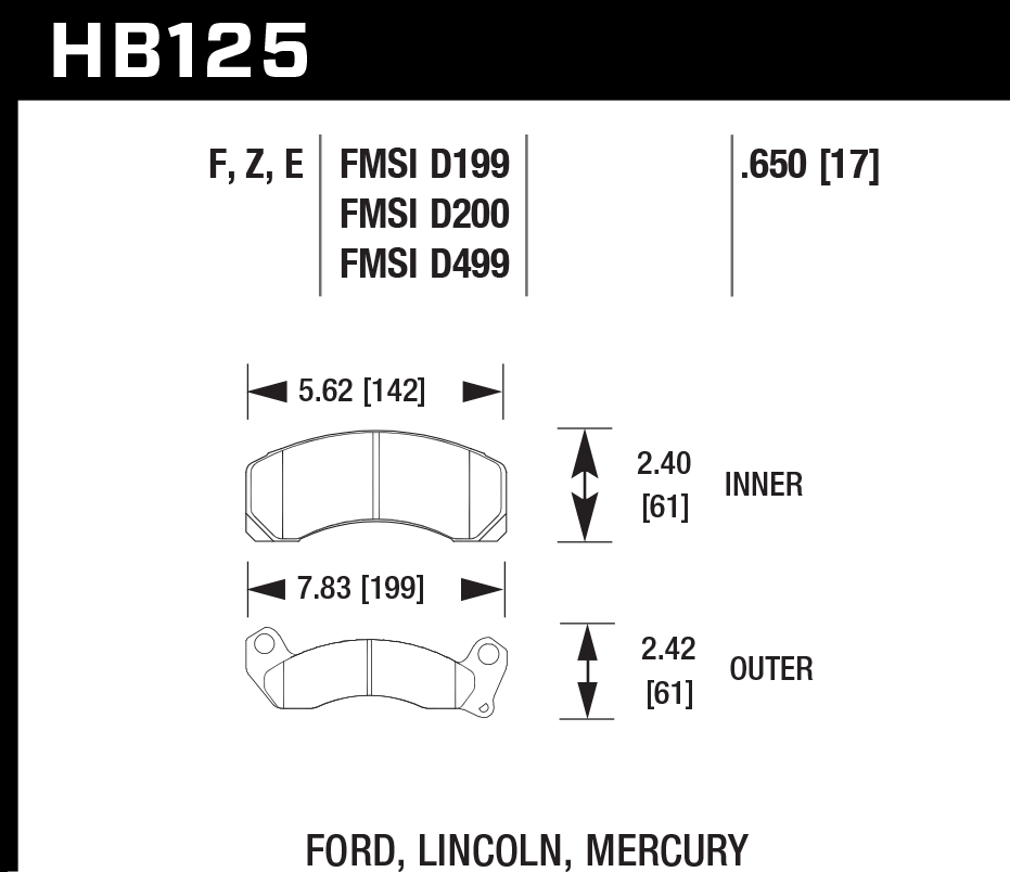 HB125F.650 - Hawk HPS Brake Pads; Front