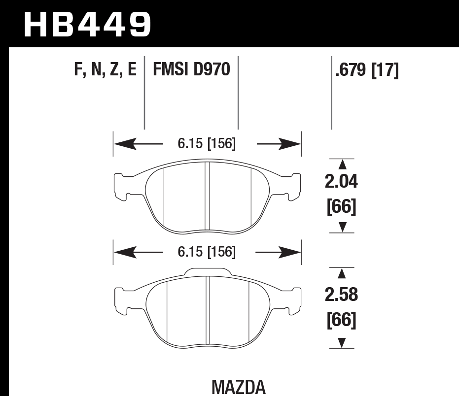 HB449B.679 - Hawk HPS 5.0 Brake Pads; Front