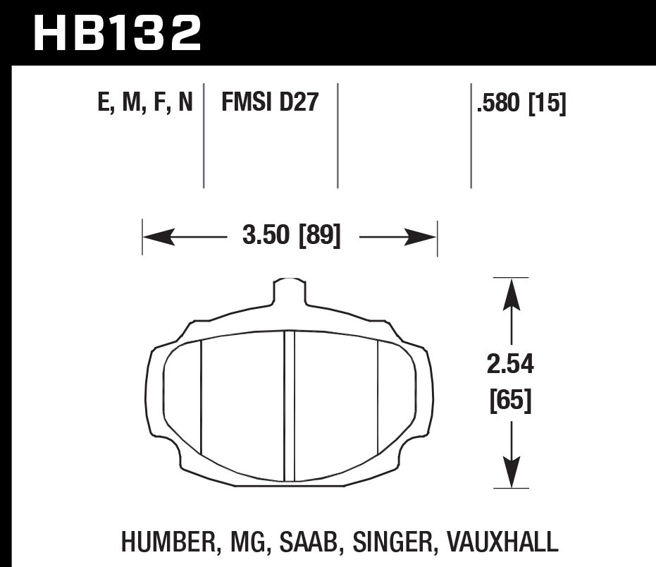 HB132D.580 - Hawk ER-1 Brake Pads; Front