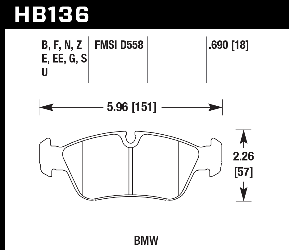 HB136E.690 - Hawk Blue 9012 Brake Pads; Front