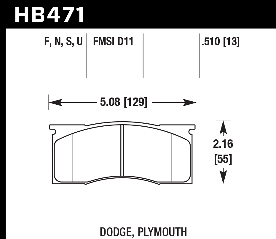 HB471B.510 - Hawk HPS 5.0 Brake Pads; Front