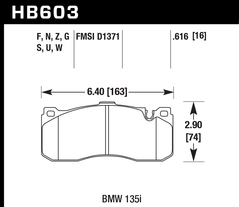 HB603N.616 - Hawk HP Plus Brake Pads; Front