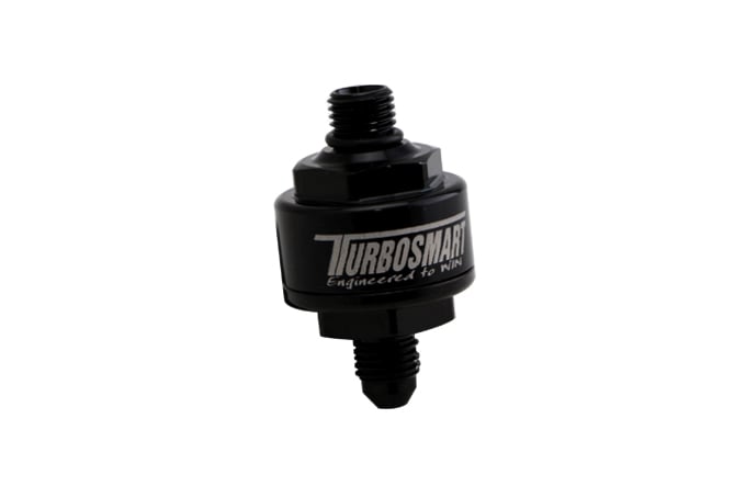 Billet Turbo Oil Feed Filter 44um AN-4 to AN-4 ORB - Black by Turbosmart - performance upgrade from Torque Lab