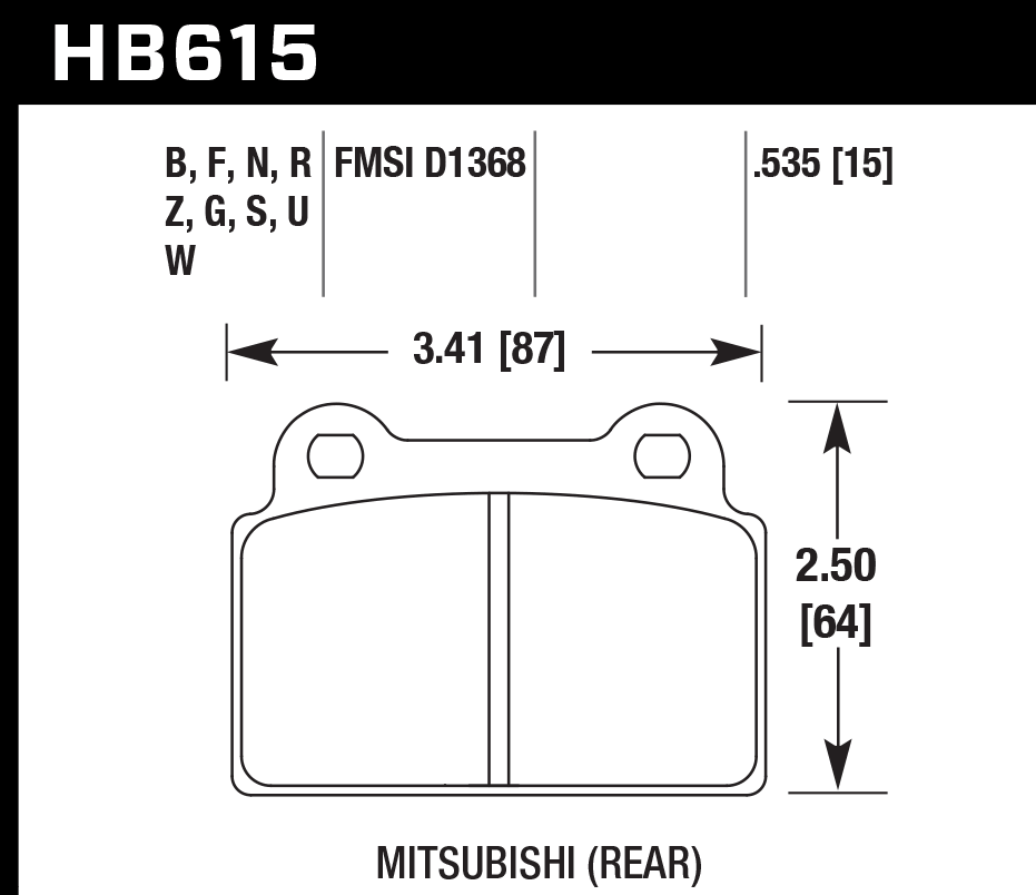 HB615B.535 - Hawk HPS 5.0 Brake Pads; Rear