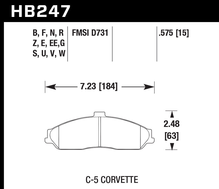 HB247V.575 - Hawk DTC-50 Brake Pads; Front