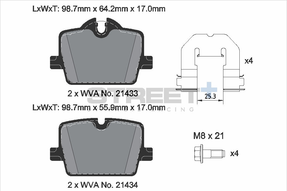 Pagid Racing Street+ Brake Pads - Rear | T8267SP2001 - Pagid Racing brake pads