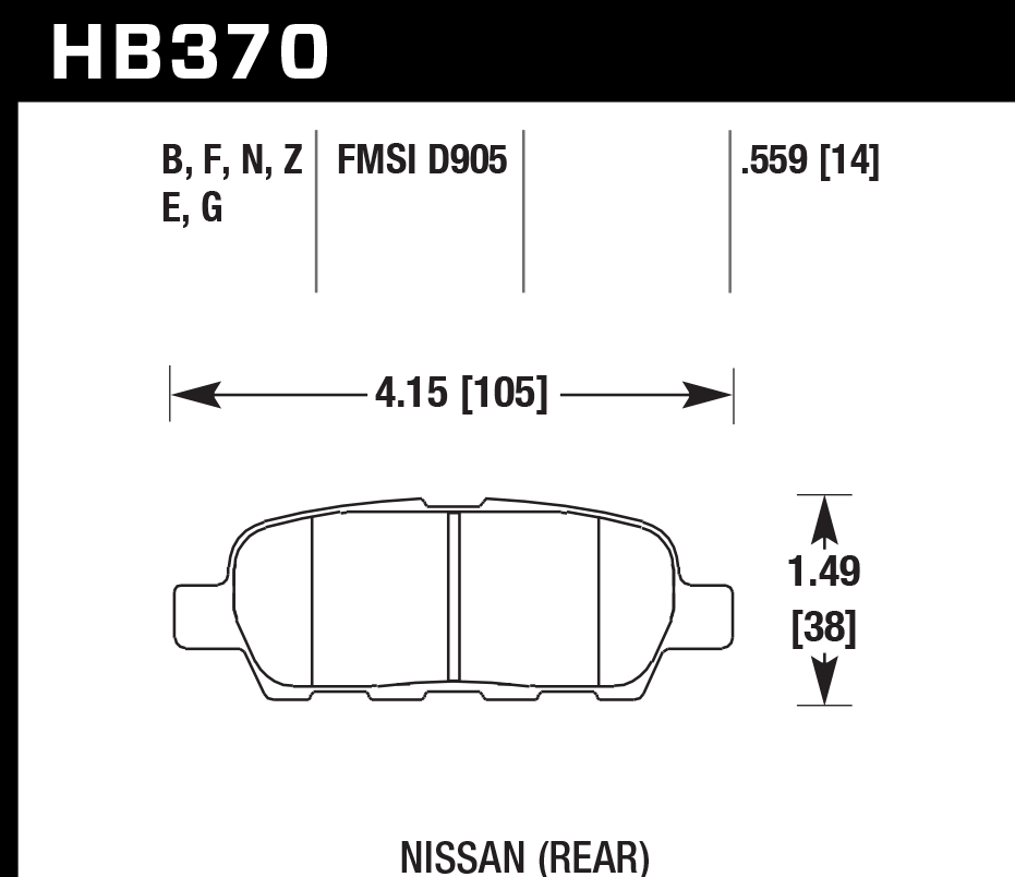 HB370Z.559 - Hawk PC Brake Pads; Rear