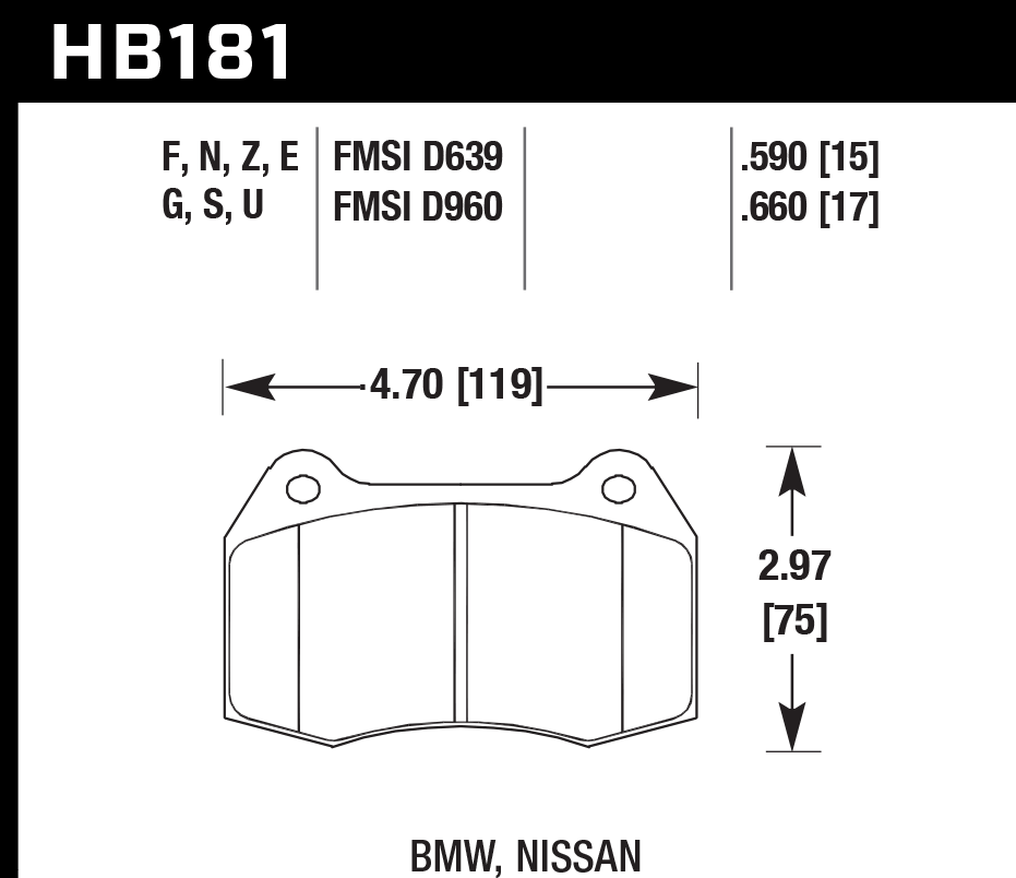 HB181F.660 - Hawk HPS Brake Pads; Front