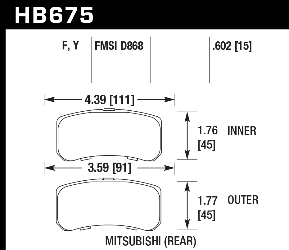 HB675Y.602 - Hawk LTS Brake Pads; Rear
