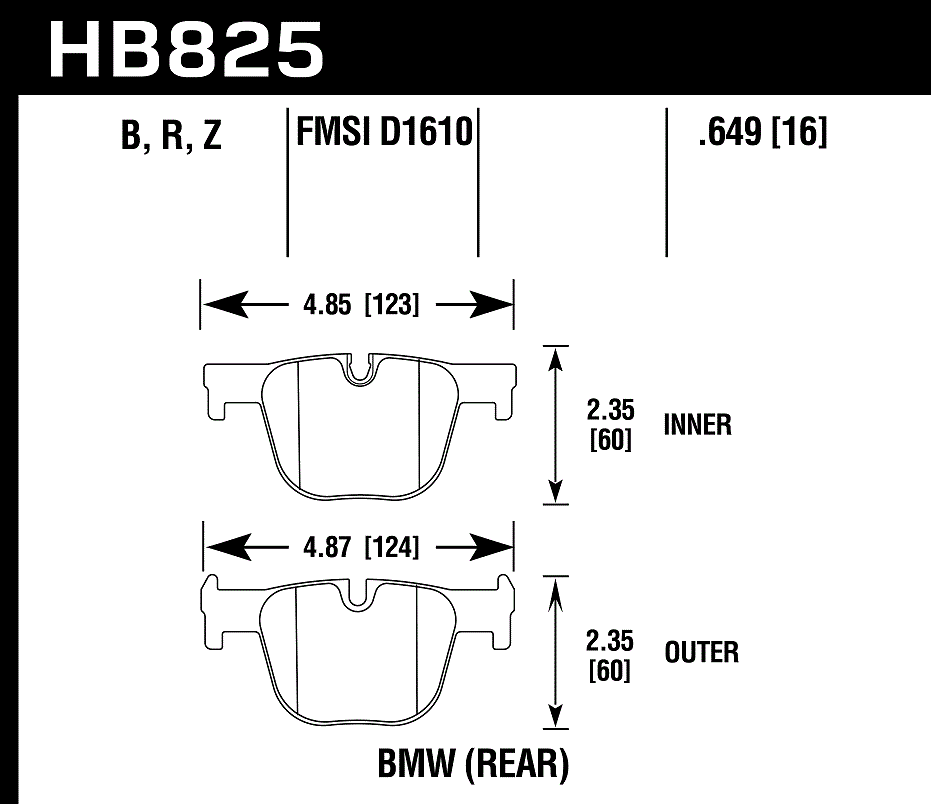 HB825B.649 - Hawk HPS 5.0 Brake Pads; Rear
