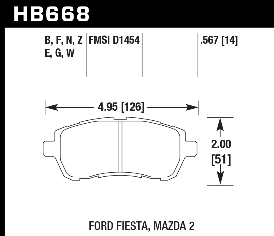 HB668F.567 - Hawk HPS Brake Pads; Front