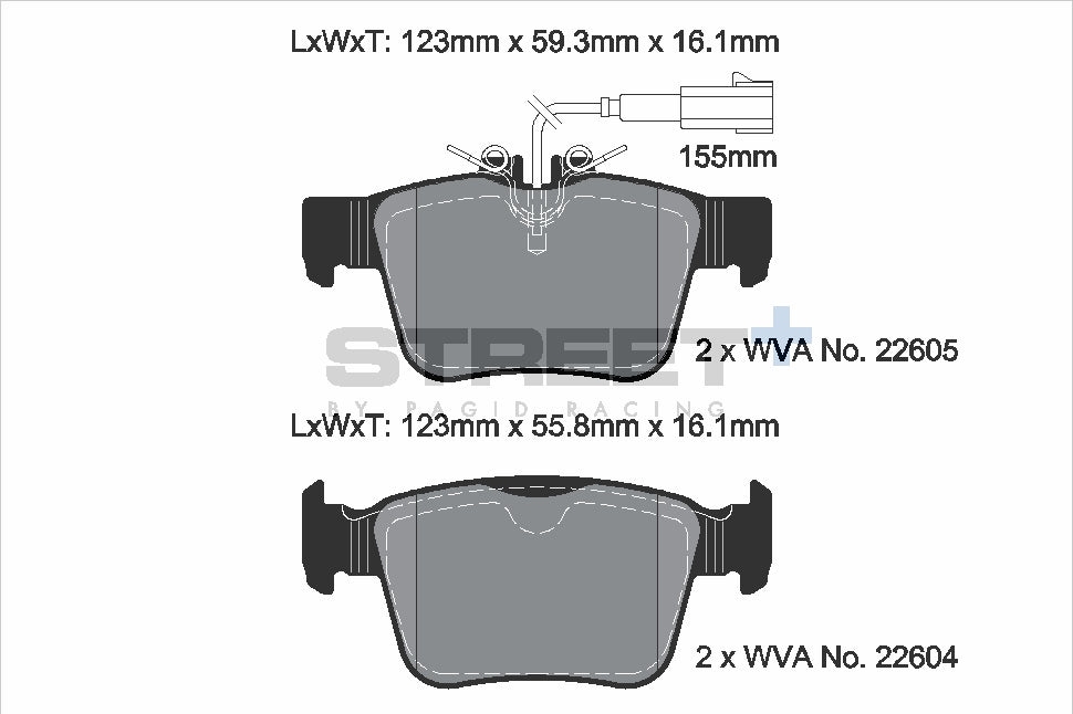 Pagid Racing Street+ Brake Pads - Rear | T8016SP2001 - Pagid Racing brake pads
