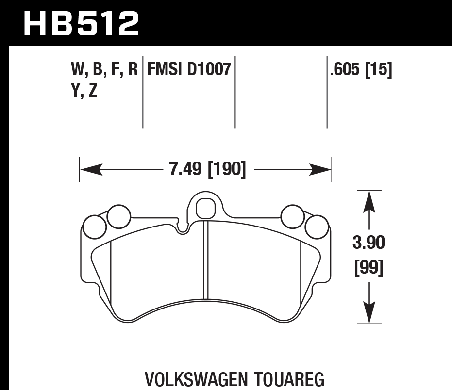 HB512F.605 - Hawk HPS Brake Pads; Front