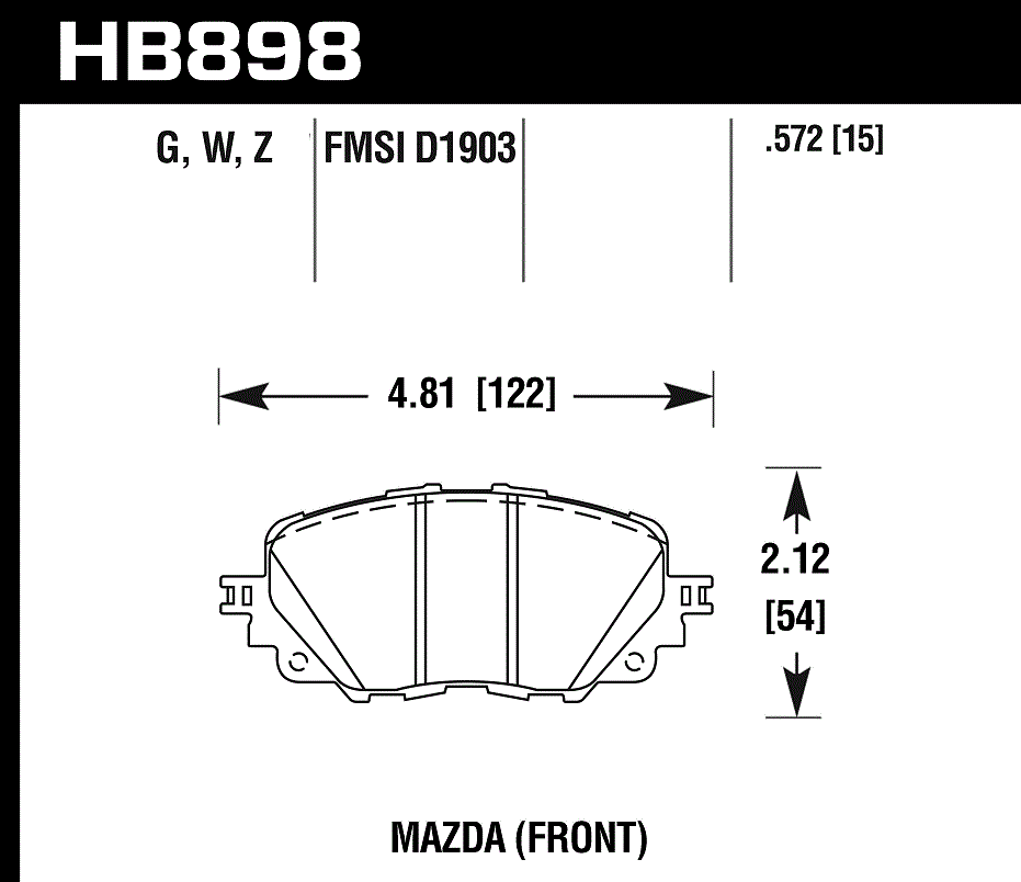HB898Z.572 - Hawk PC Brake Pads; Front