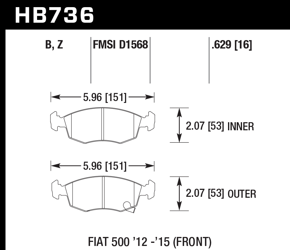 HB736D.629 - Hawk ER-1 Brake Pads; Front