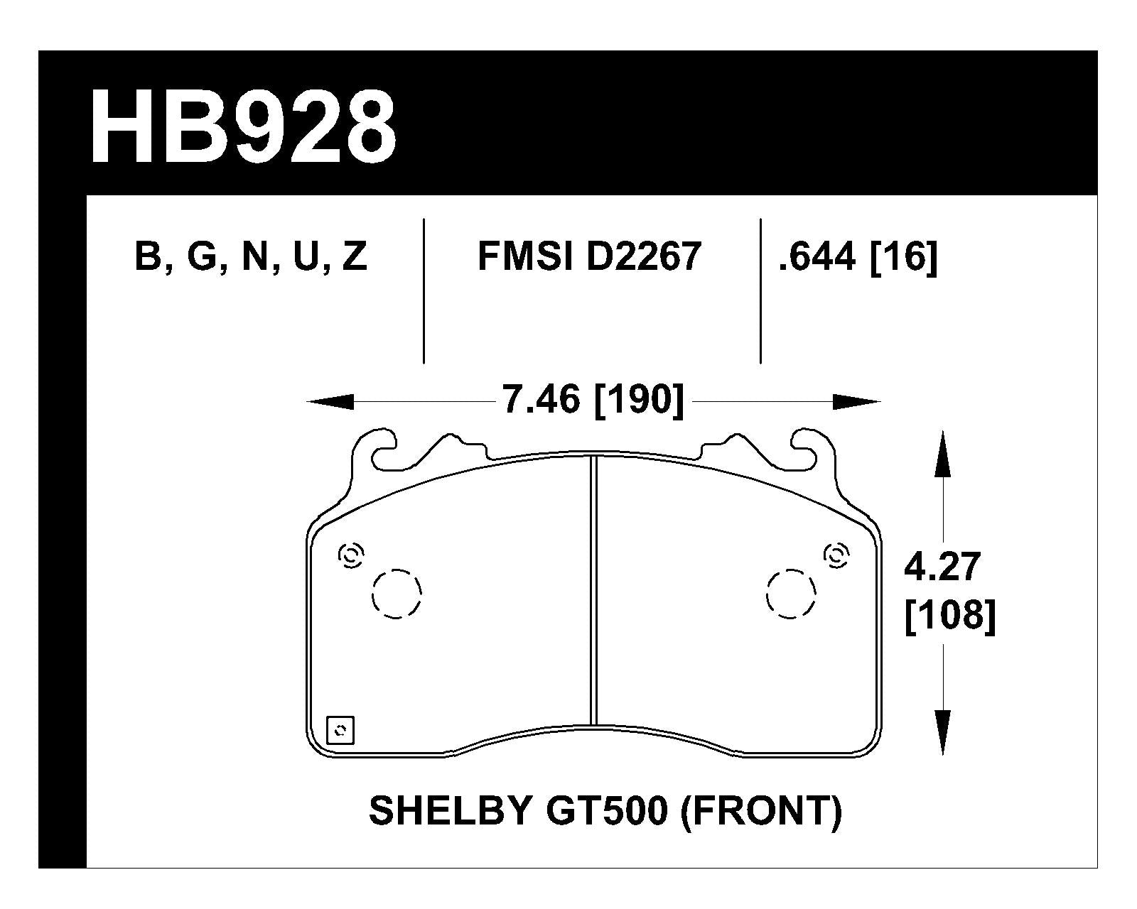 HB928G.644 - Hawk DTC-60 Brake Pads; Front
