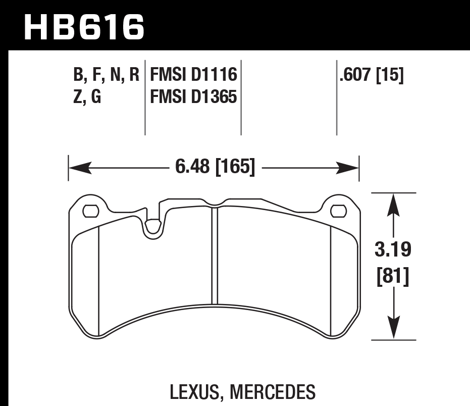 HB616D.607 - Hawk ER-1 Brake Pads; Front