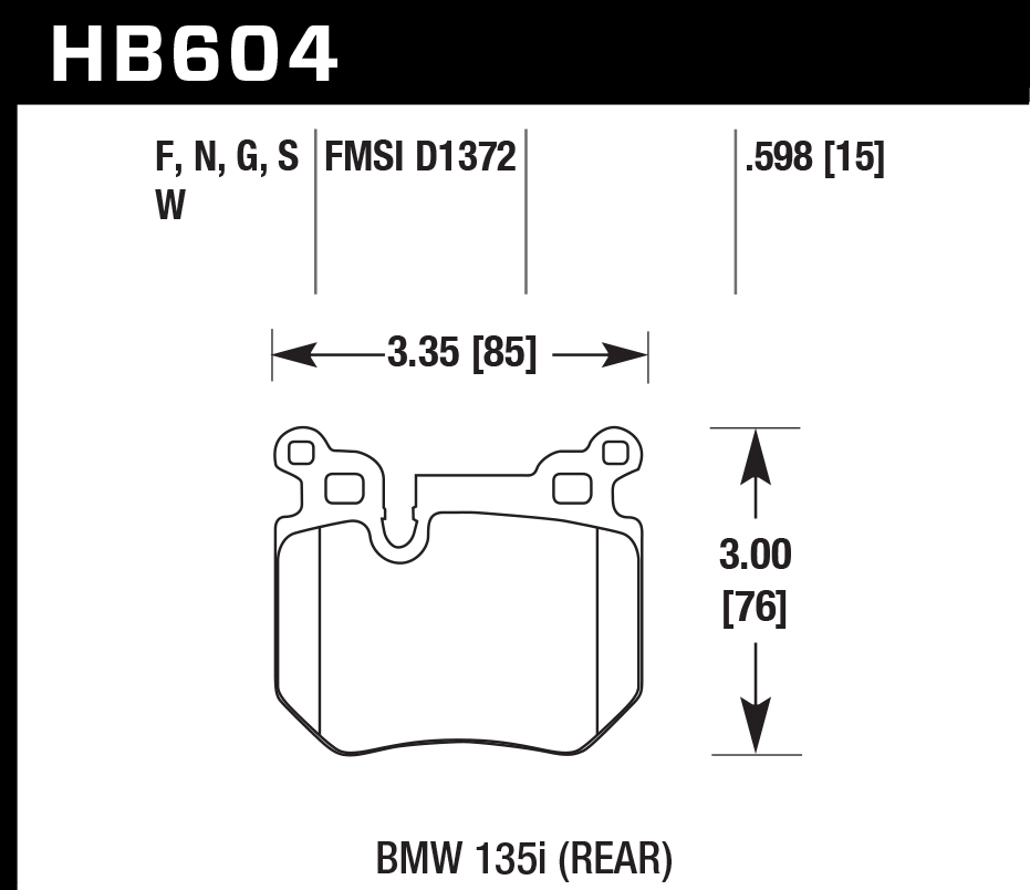 HB604B.598 - Hawk HPS 5.0 Brake Pads; Rear
