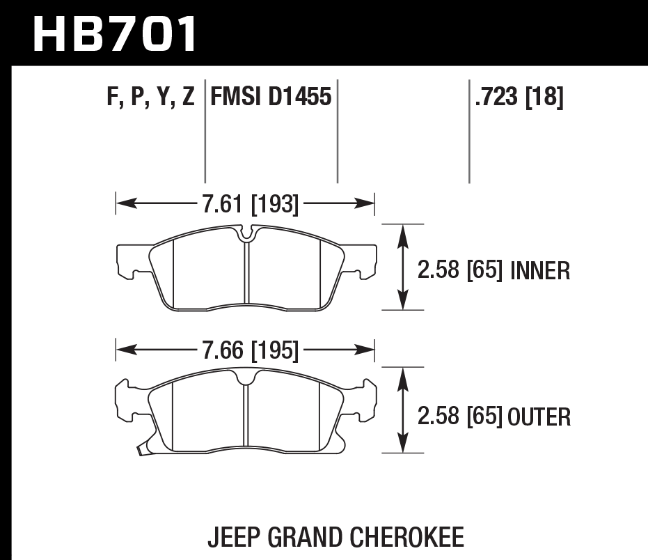 HB701B.723 - Hawk HPS 5.0 Brake Pads; Front