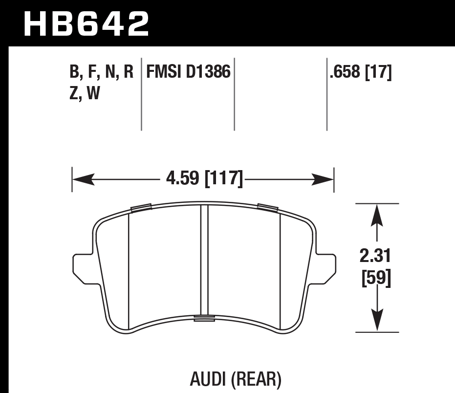 HB642N.658 - Hawk HP Plus Brake Pads; Rear