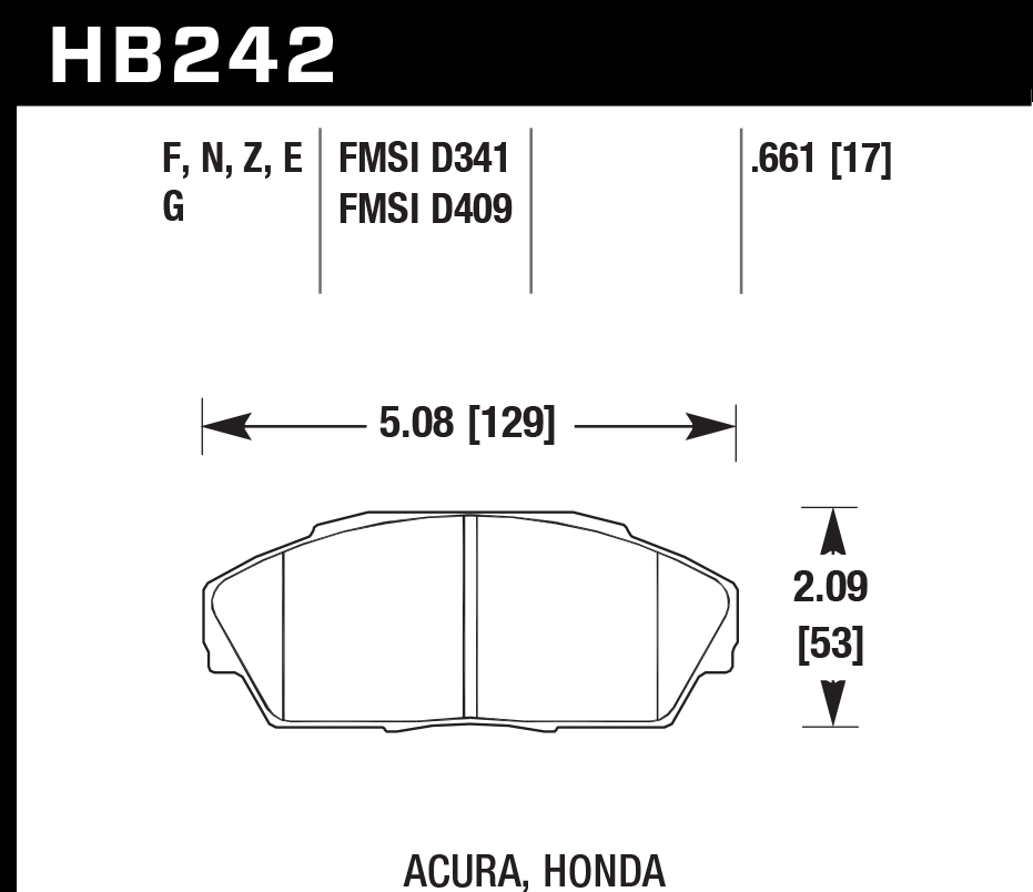 HB242G.661 - Hawk DTC-60 Brake Pads; Front