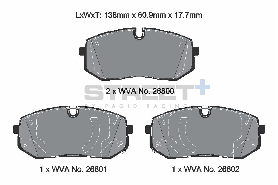 Pagid Racing Street+ Brake Pads - Front | T8238SP2001 - Pagid Racing brake pads