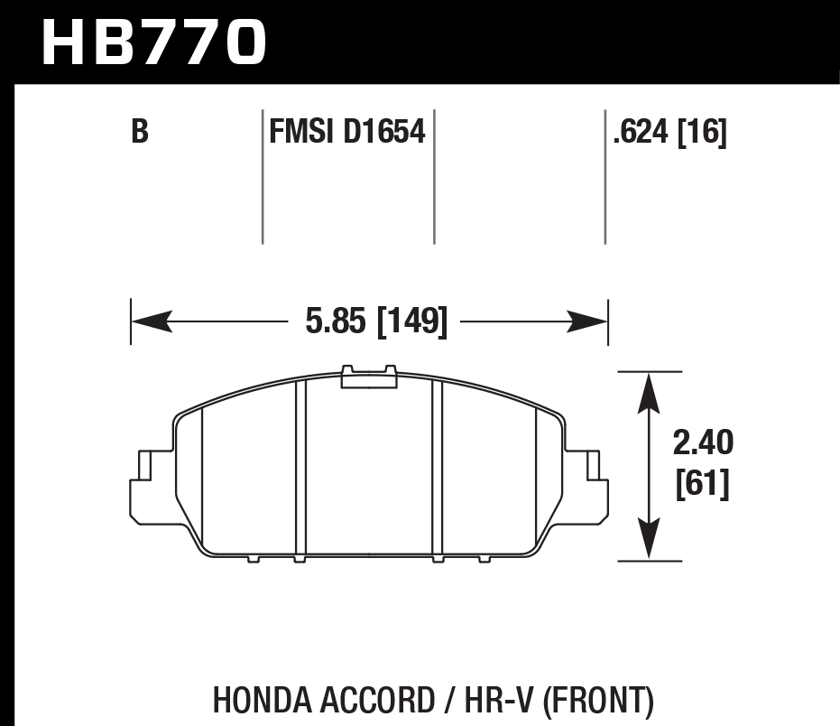 HB770B.624 - Hawk HPS 5.0 Brake Pads; Front