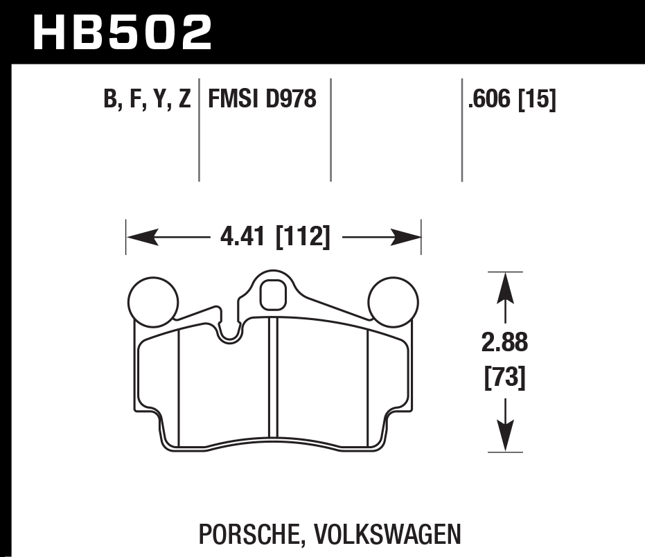 HB502Z.606 - Hawk PC Brake Pads; Rear