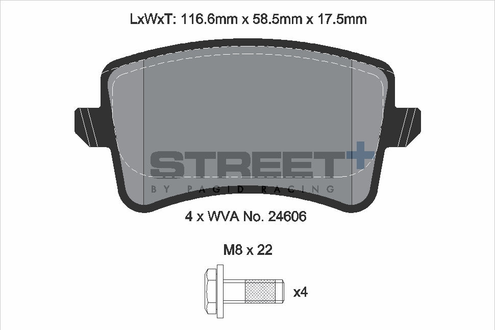Pagid Racing Street+ Brake Pads - Rear | T8083SP2001 - Pagid Racing brake pads