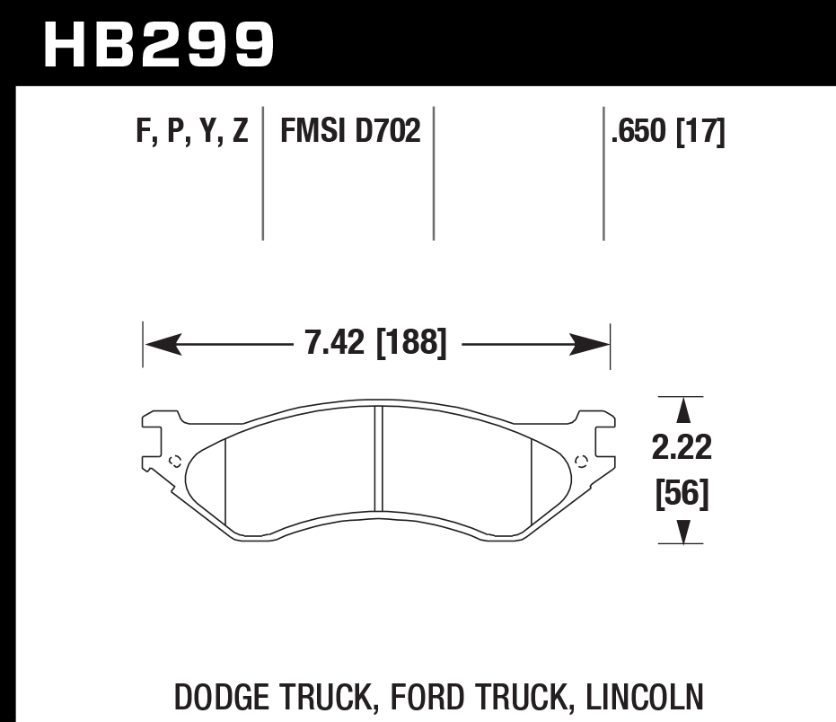 HB299P.650 - Hawk SuperDuty Brake Pads; Rear