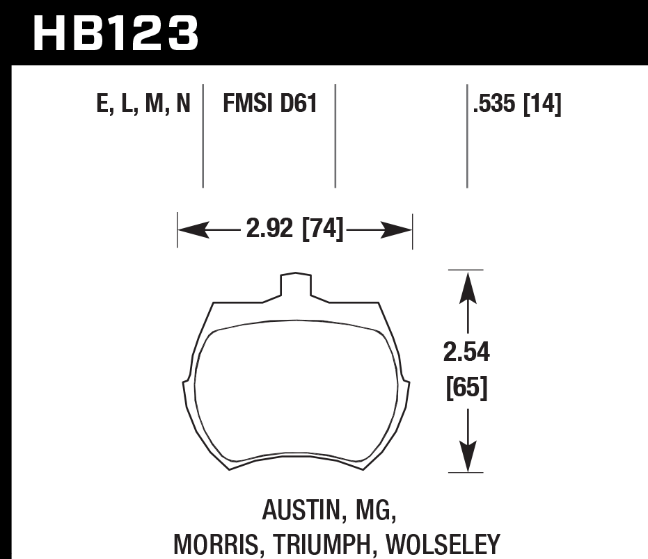 HB123N.535 - Hawk HP Plus Brake Pads; Front