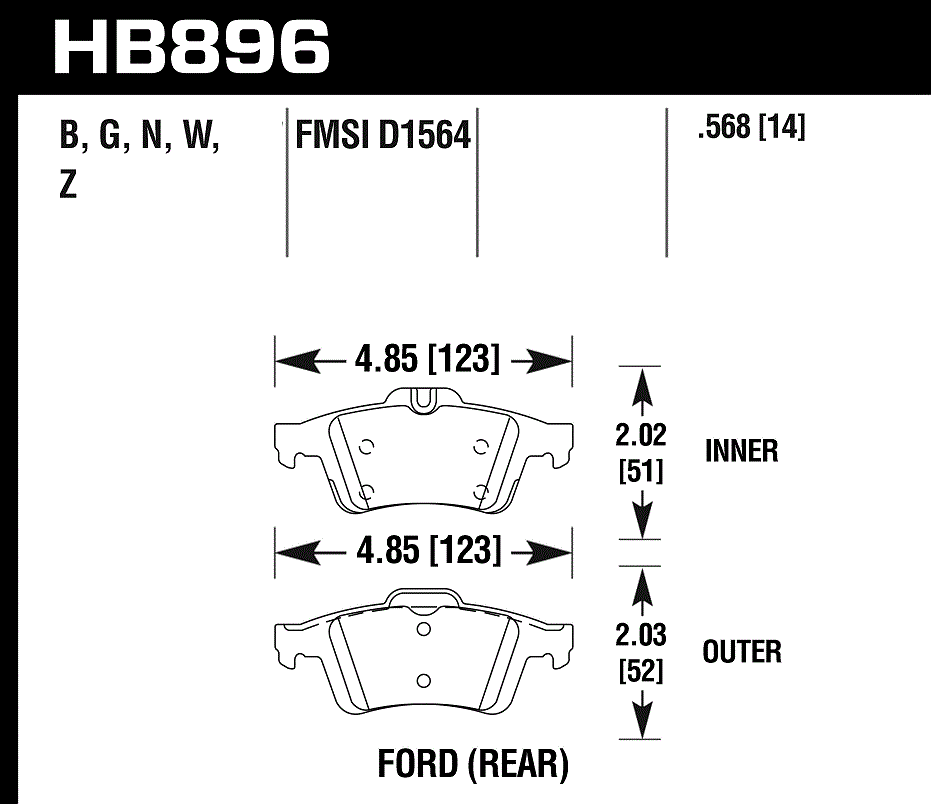 HB896Z.568 - Hawk PC Brake Pads; Rear
