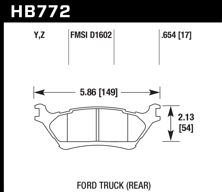 HB772Z.654 - Hawk PC Brake Pads; Rear