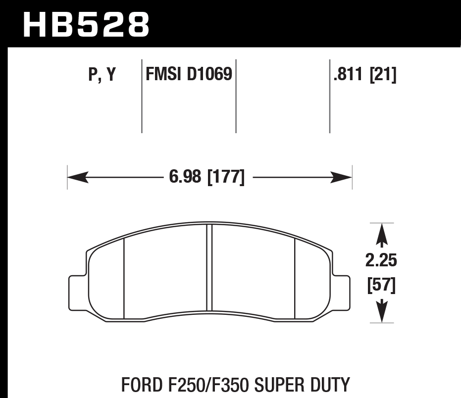 HB528P.811 - Hawk SuperDuty Brake Pads; Front