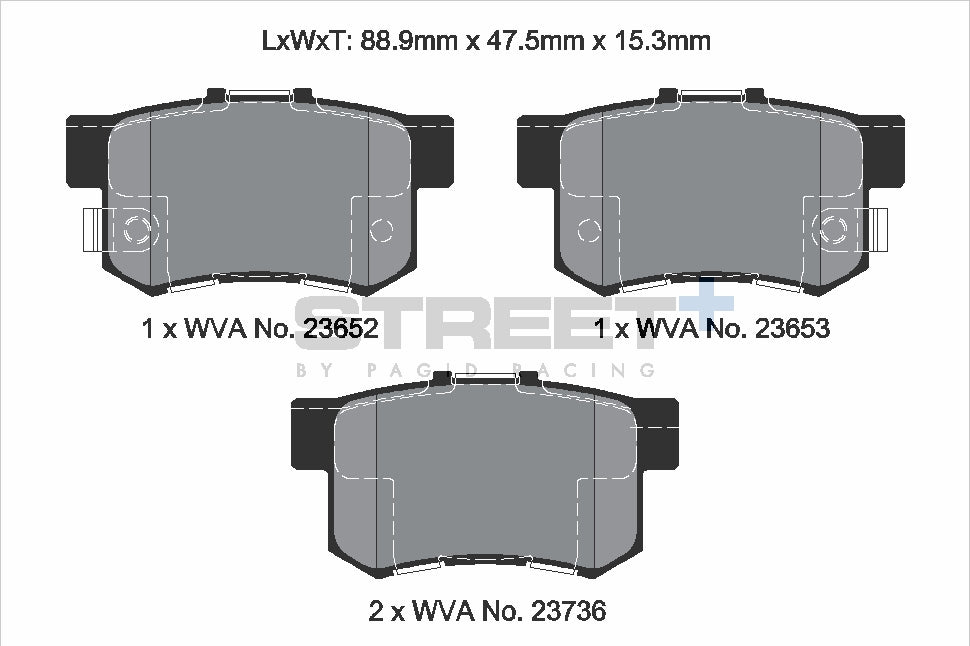 Pagid Racing Street+ Brake Pads - Rear | T8034SP2001 - Pagid Racing brake pads