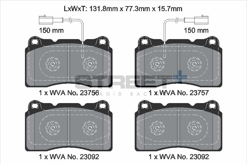 Pagid Racing Street+ Brake Pads - Front | T8254SP2001 - Pagid Racing brake pads