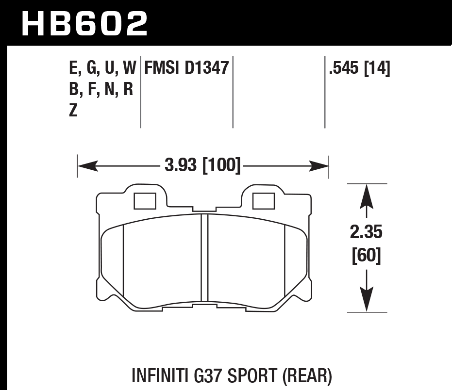 HB602F.545 - Hawk HPS Brake Pads; Rear
