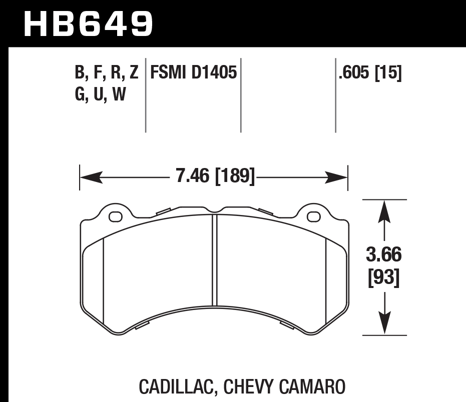 HB649F.605 - Hawk HPS Brake Pads; Front