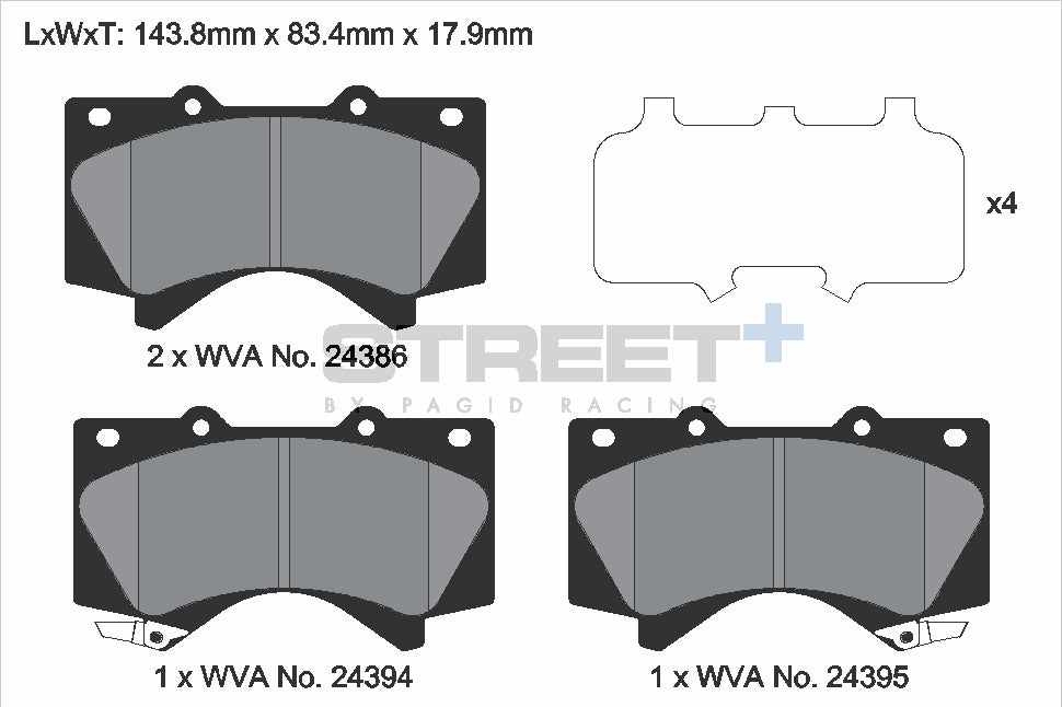 Pagid Racing Street+ Brake Pads - Front | T8070SP2001 - Pagid Racing brake pads