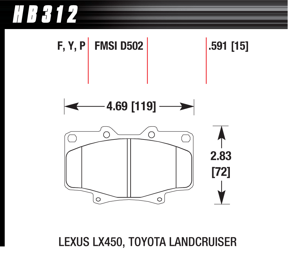 HB312Y.591 - Hawk LTS Brake Pads; Front