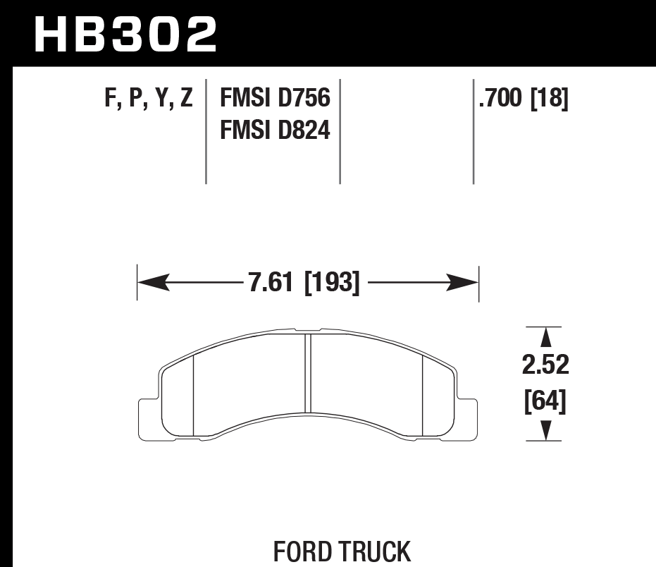 HB302Y.700 - Hawk LTS Brake Pads; Front