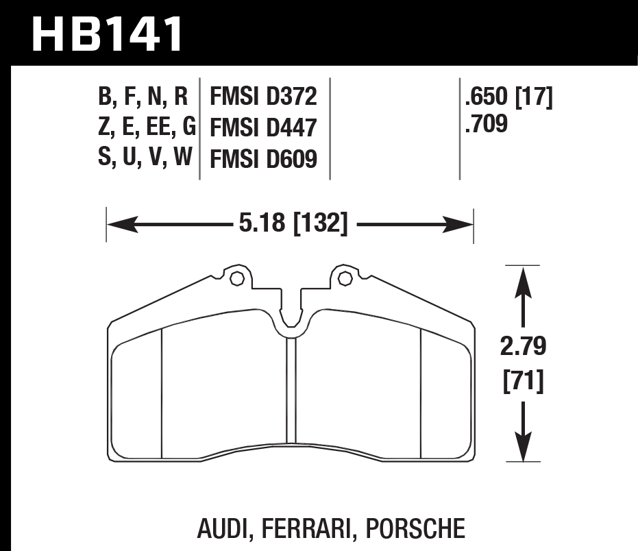 HB141E.650 - Hawk Blue 9012 Brake Pads; Front