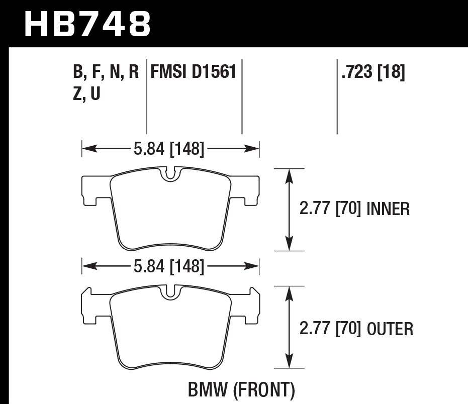 HB748B.723 - Hawk HPS 5.0 Brake Pads; Front