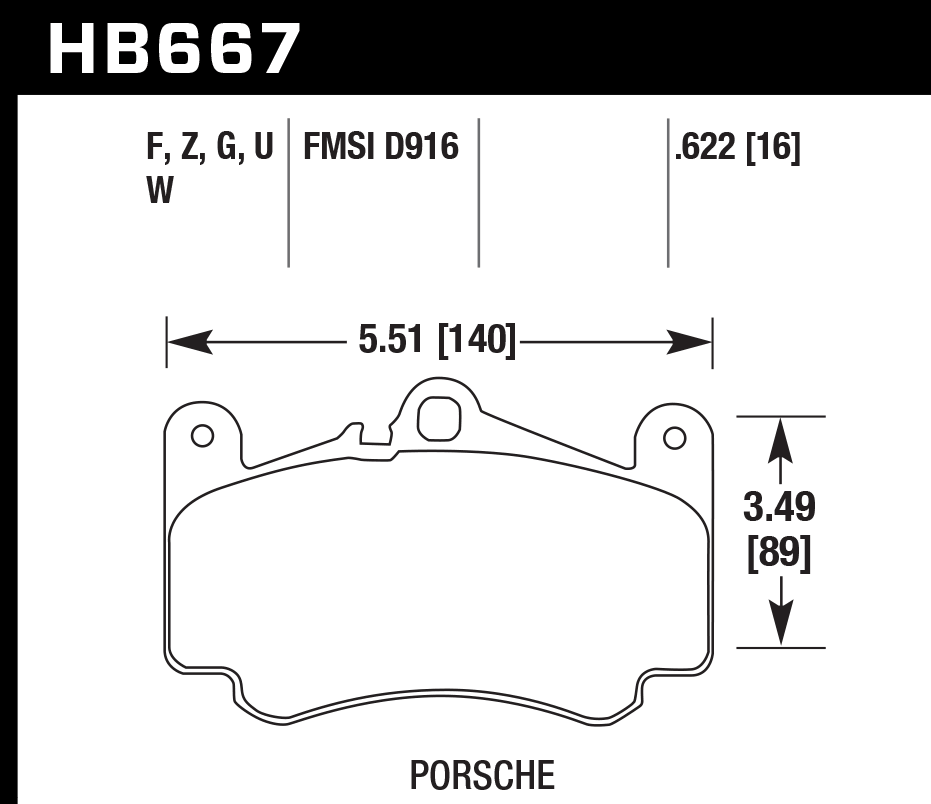 HB667B.622 - Hawk HPS 5.0 Brake Pads; Front