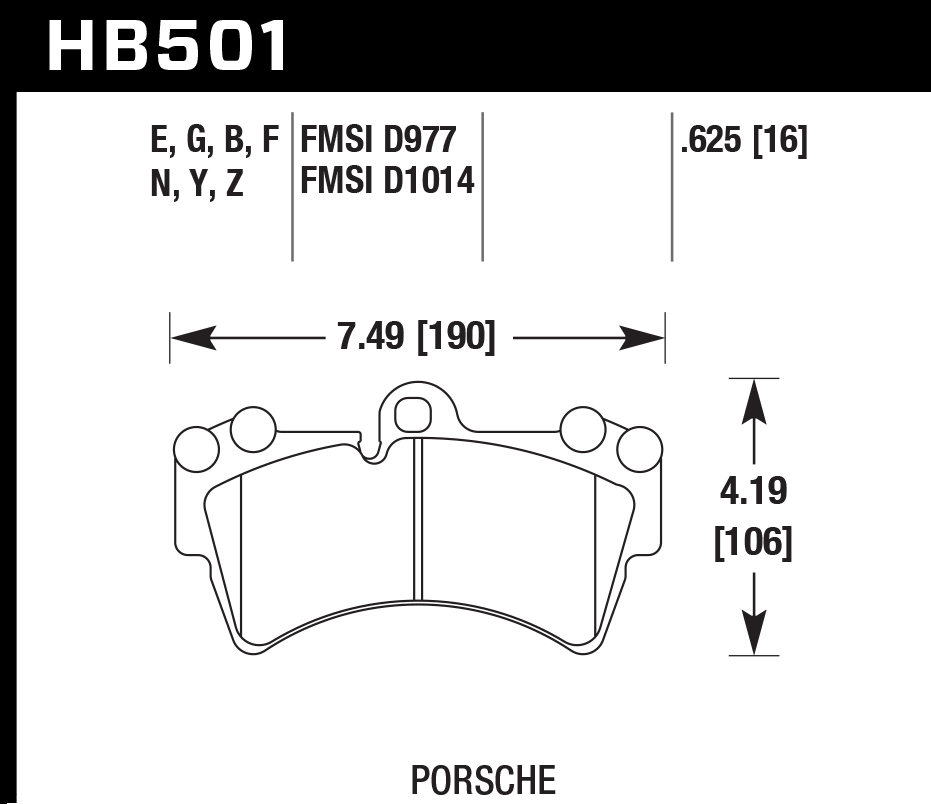 HB501B.625 - Hawk HPS 5.0 Brake Pads; Front