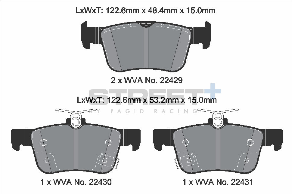 Pagid Racing Street+ Brake Pads - Rear | T8237SP2001 - Pagid Racing brake pads