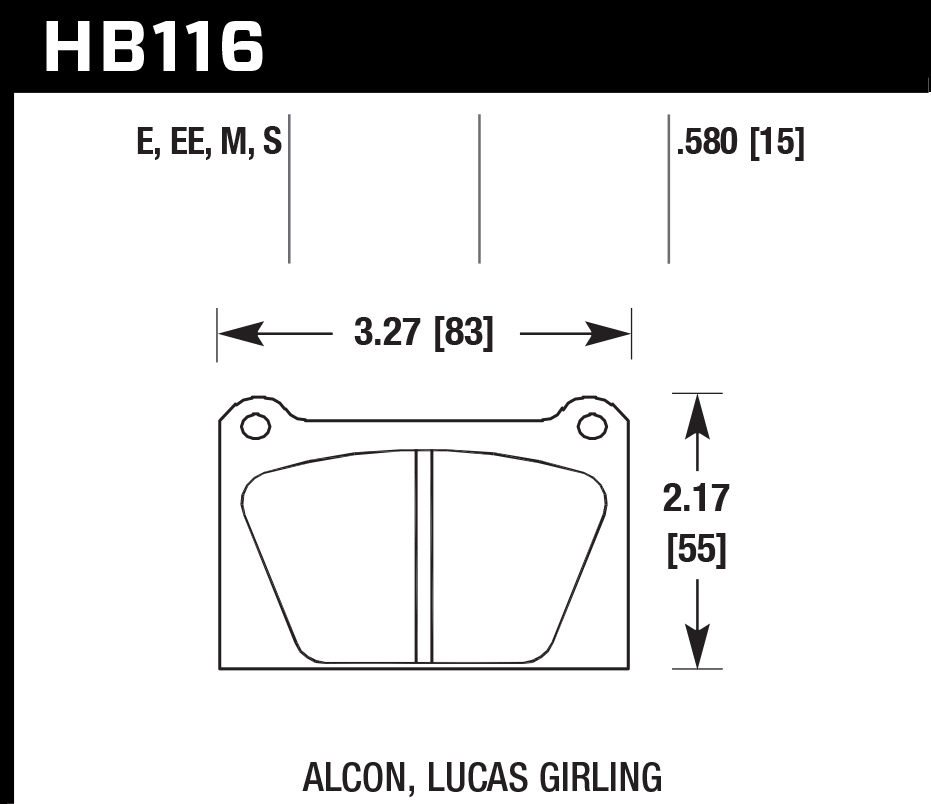 HB116D.580 - Hawk ER-1 Brake Pads;