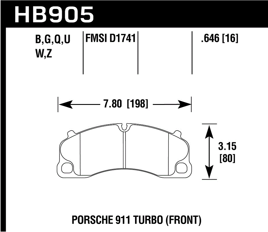 HB905Z.646 - Hawk PC Brake Pads; Front